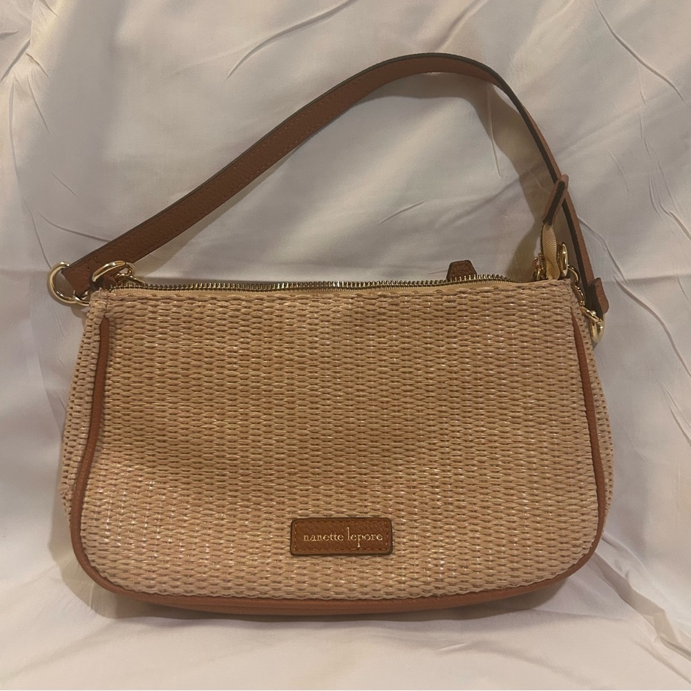 Nanette‎ Lenore women’s beige shoulder basketweave bag
